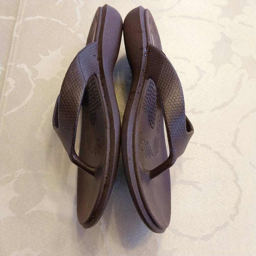 Okabashi Women's Maui Ergonomic Flip Flops Sandals Size Medium Brown Comfort - Picture 9 of 11